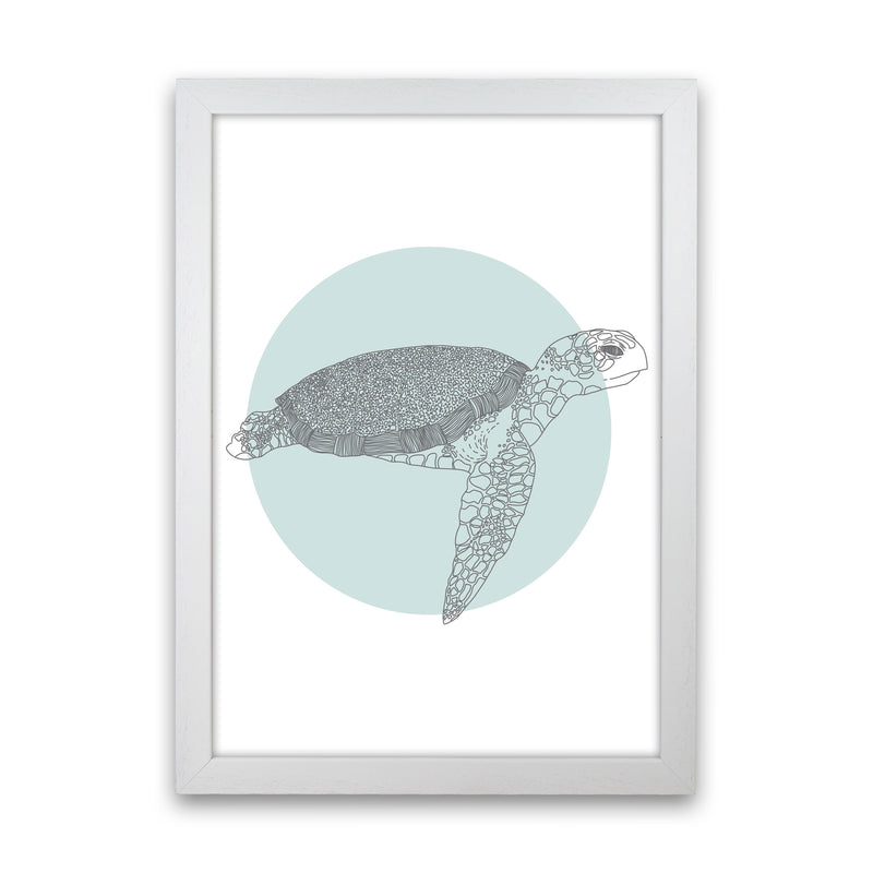 Marine Animals Turtle Modern Print Animal Art Print White Grain