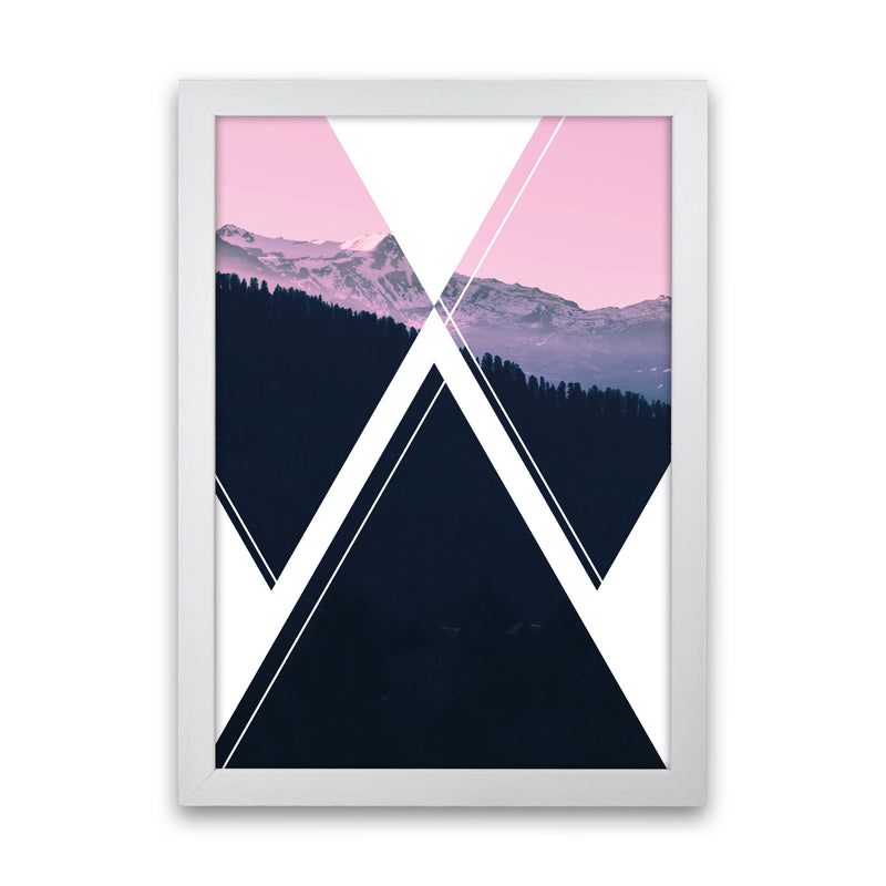 Abstract Pink Mountain Modern Print White Grain