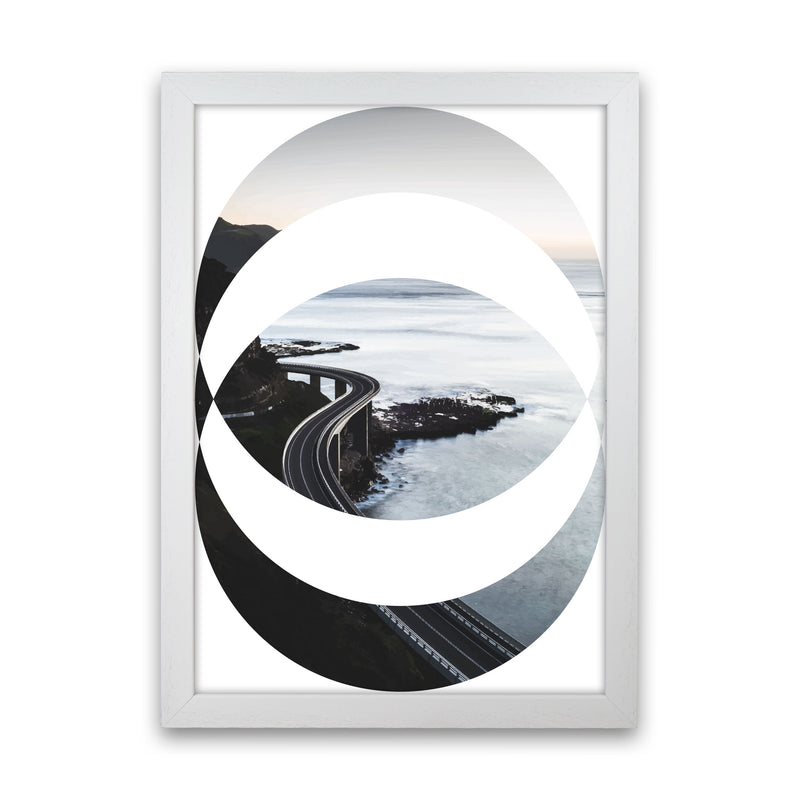Black Road Oval Modern Print, Framed Botanical & Nature Art Print White Grain
