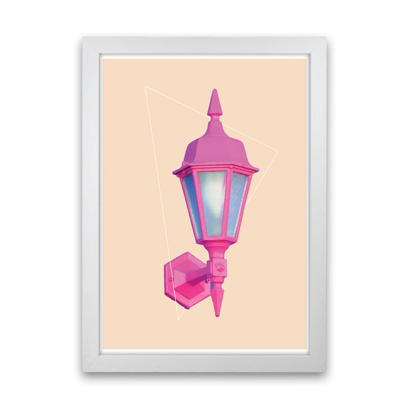 Pink Geo Lamp Modern Print White Grain