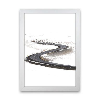 Snowy Road Pass Modern Print White Grain