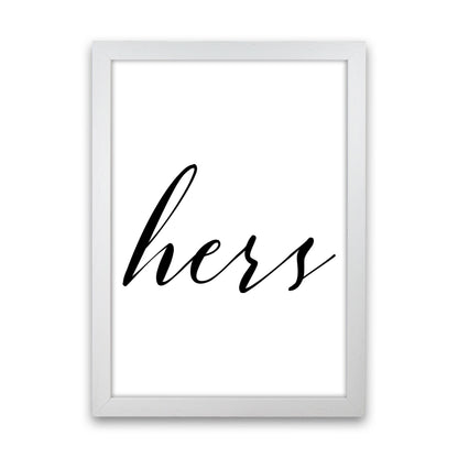 Hers Framed Typography Wall Art Print White Grain