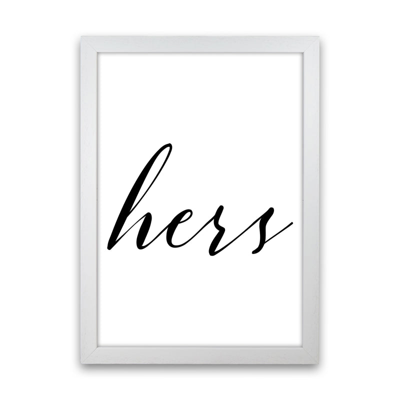 Hers Framed Typography Wall Art Print White Grain