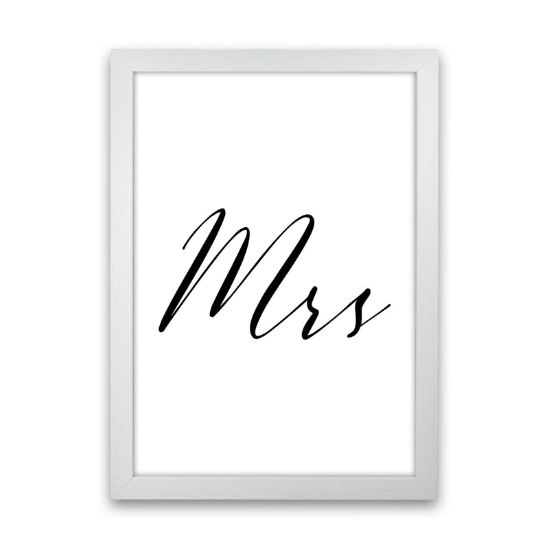Mrs Framed Typography Wall Art Print White Grain