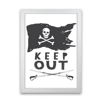 Pirate Keep Out Framed Nursey Wall Art Print White Grain