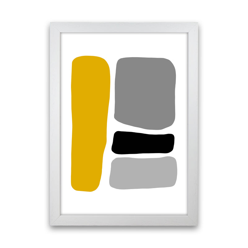 Mustard And Black Abstract Stones 1 Art Print by Pixy Paper White Grain