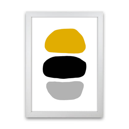 Mustard And Black Abstract Stones 2 Art Print by Pixy Paper White Grain