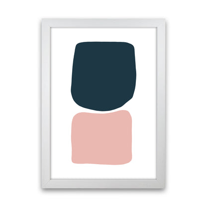 Pink And Navy Abstract Stones 2 Art Print by Pixy Paper White Grain