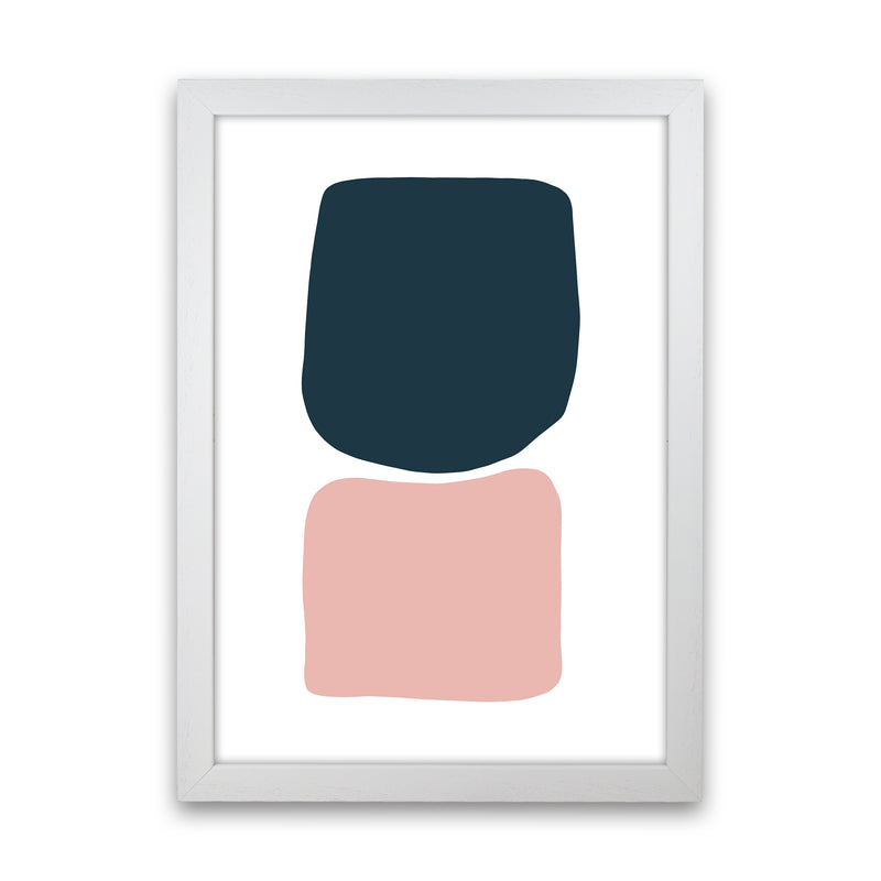 Pink And Navy Abstract Stones 2 Art Print by Pixy Paper White Grain