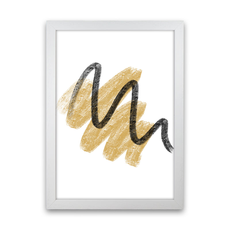 Dalia Chalk Gold And Black Scribbles  Art Print by Pixy Paper White Grain