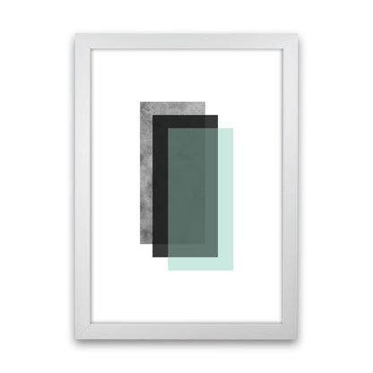 Geometric Mint And Black Rectangles  Art Print by Pixy Paper White Grain