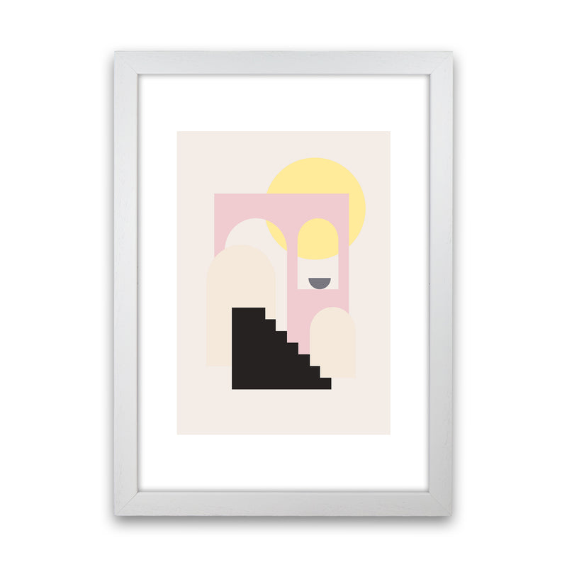 Mila Pink Stairs To Sun N6  Art Print by Pixy Paper White Grain