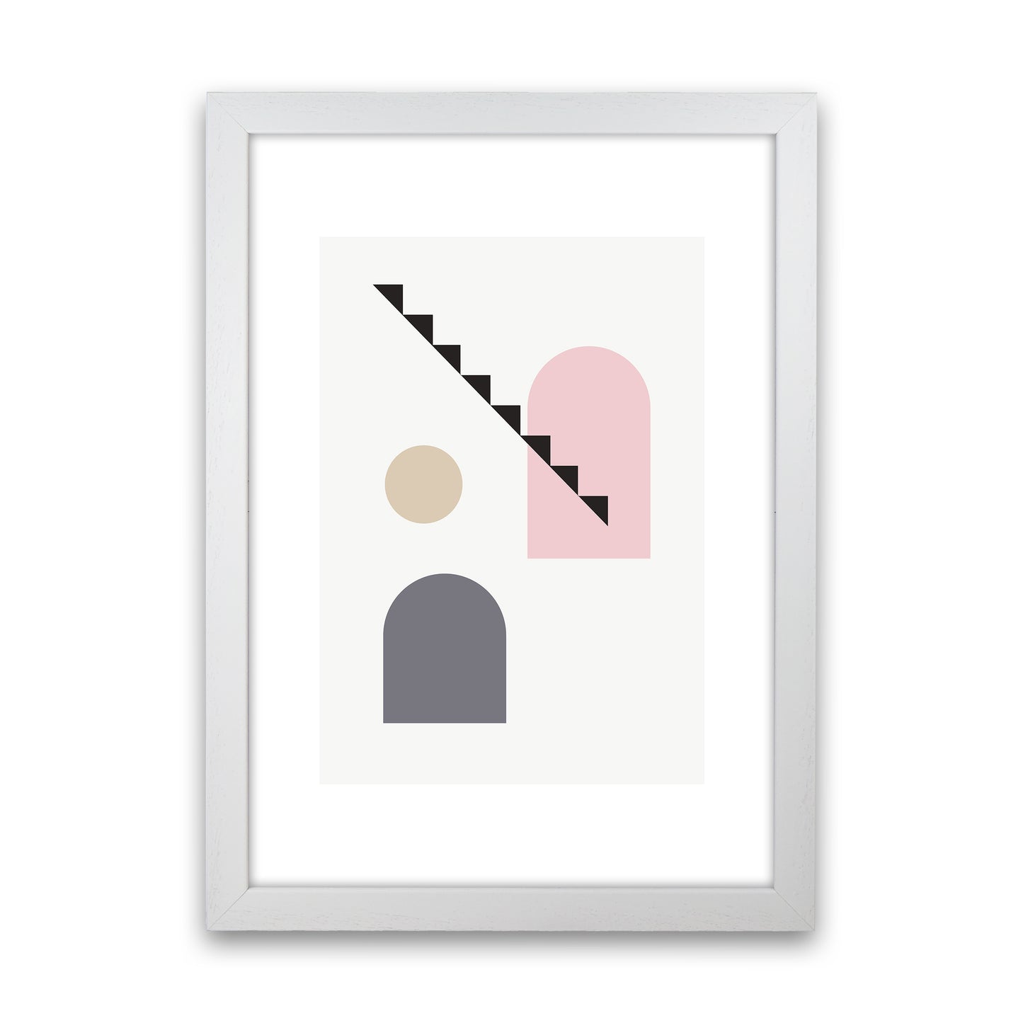Mila Pink Stairs Left N4  Art Print by Pixy Paper White Grain