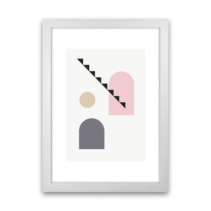 Mila Pink Stairs Left N4  Art Print by Pixy Paper White Grain