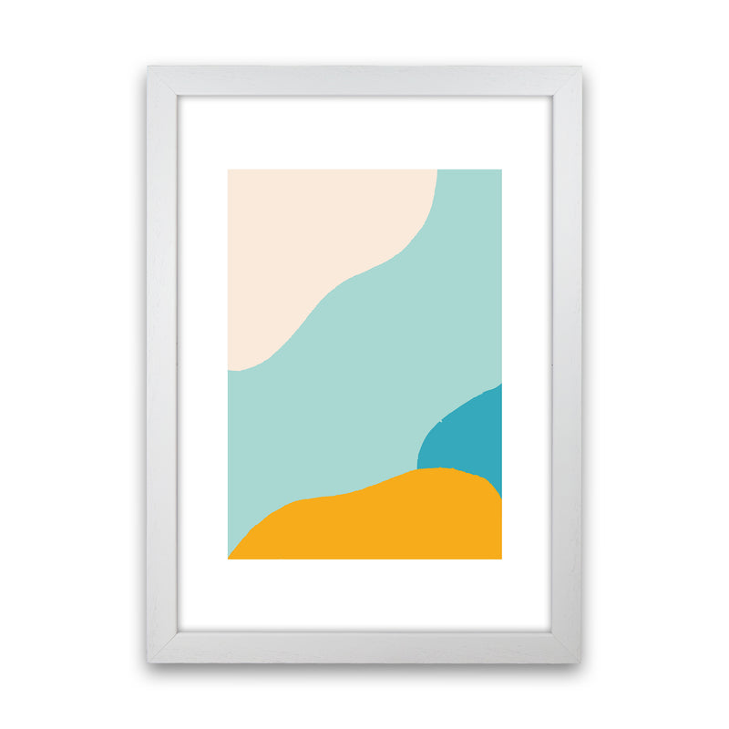 Mita Teal Abstract N18  Art Print by Pixy Paper White Grain