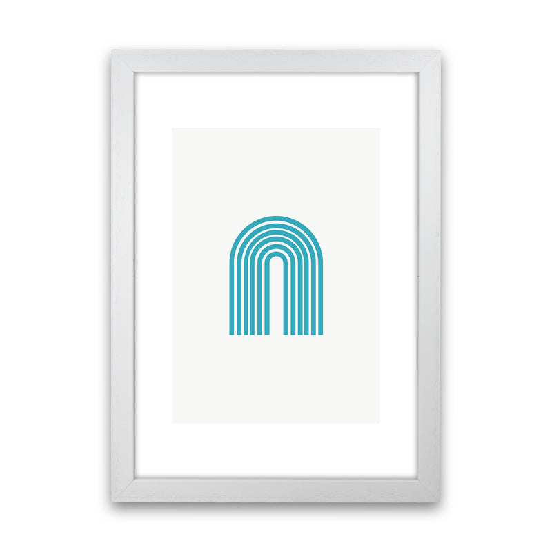 Mita Teal Rainbow N7  Art Print by Pixy Paper White Grain
