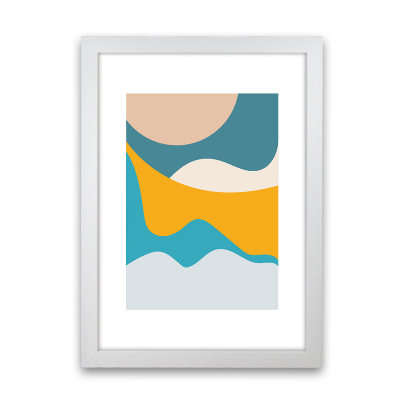 Mita Teal Dunes N14  Art Print by Pixy Paper White Grain