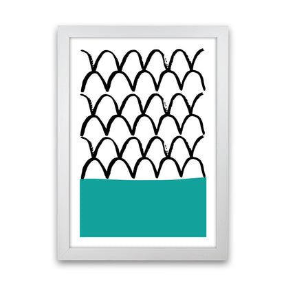 Teal Fishscales Neon Funk  Art Print by Pixy Paper White Grain