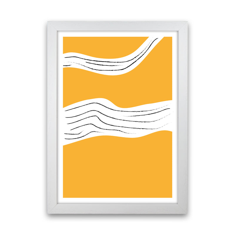 Yellow Lines Neon Funk  Art Print by Pixy Paper White Grain