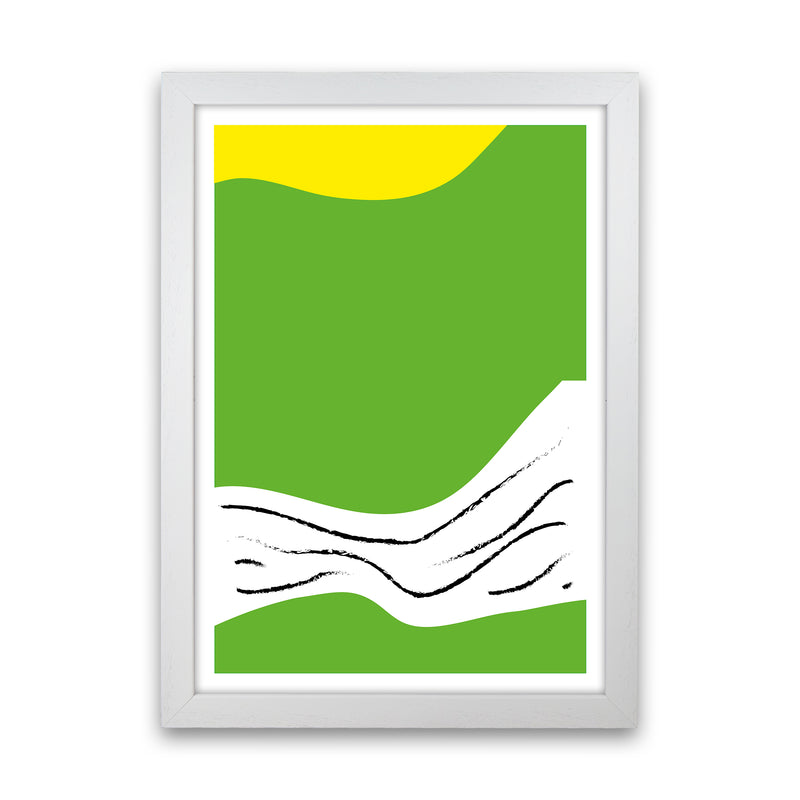 Green Lines Neon Funk  Art Print by Pixy Paper White Grain