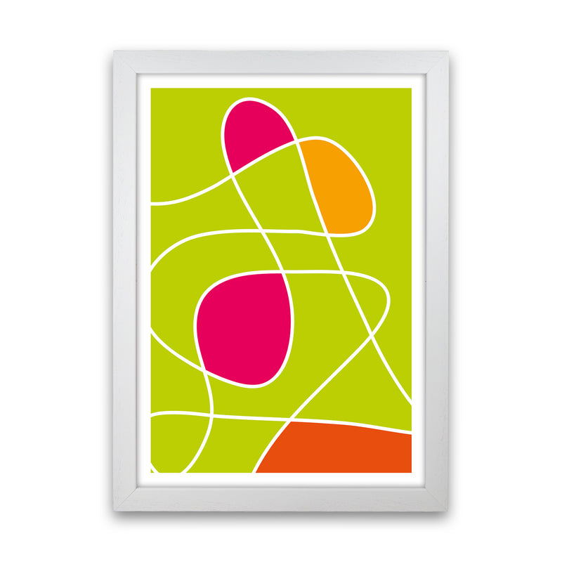 Lime Mess Neon Funk  Art Print by Pixy Paper White Grain