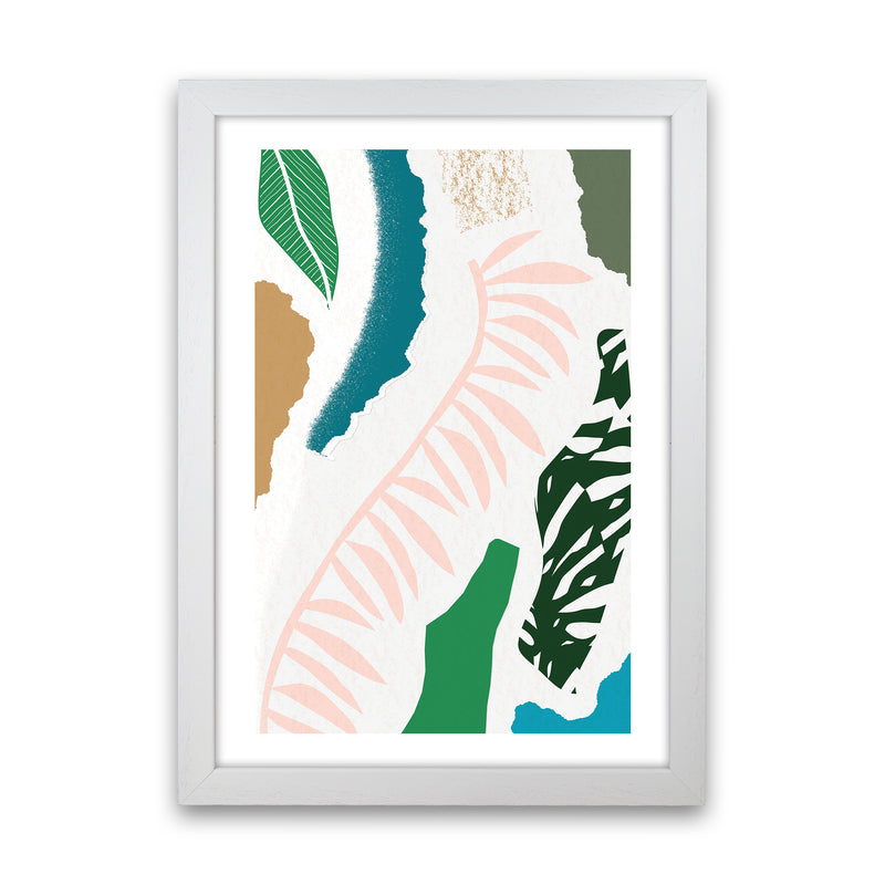 Pink Leaf Jungle Abstract  Art Print by Pixy Paper White Grain