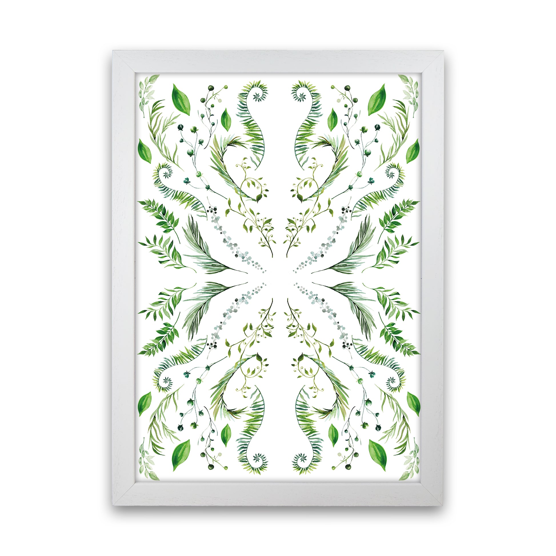 Mirrored Plants Exotic  Art Print by Pixy Paper White Grain