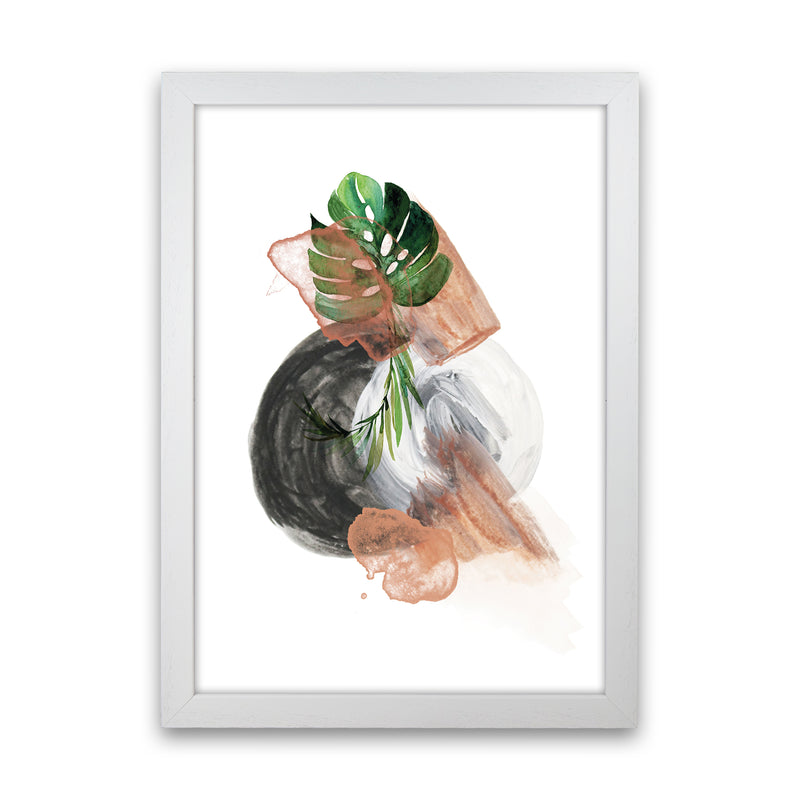 Round Exotic Abstract  Art Print by Pixy Paper White Grain