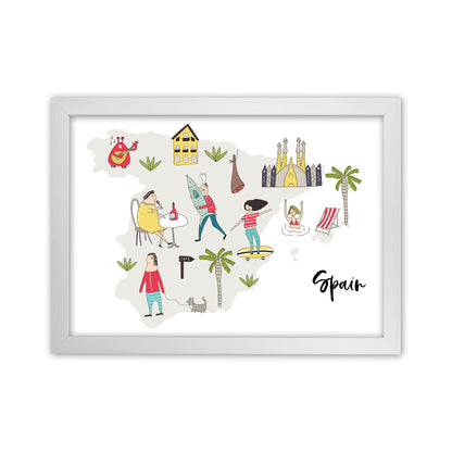 Spain Map  Art Print by Pixy Paper White Grain