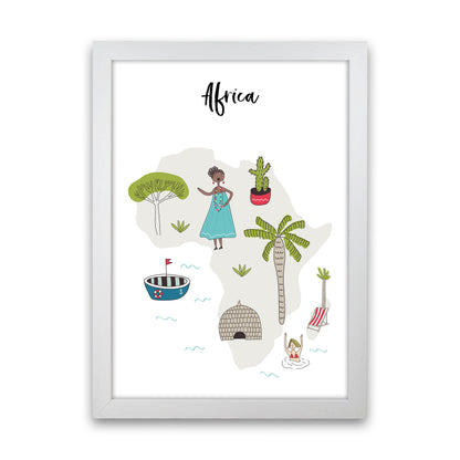 Africa Map  Art Print by Pixy Paper White Grain