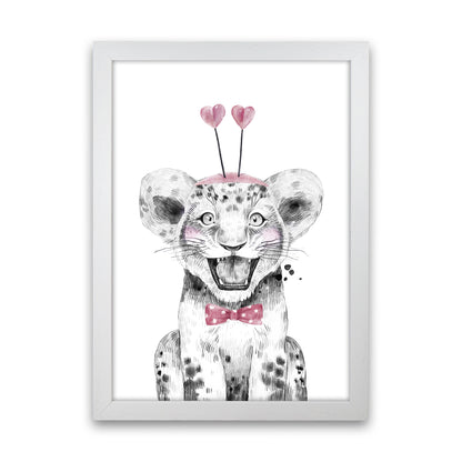 Safari Babies Tiger With Heart Hat  Art Print by Pixy Paper White Grain