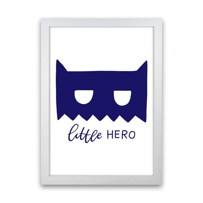 Little Hero Mask Navy Super Scandi  Art Print by Pixy Paper White Grain