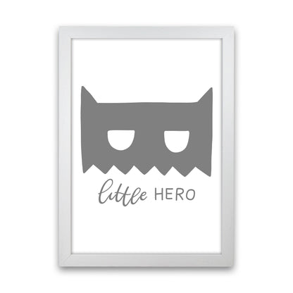 Little Hero Mask Super Scandi Grey  Art Print by Pixy Paper White Grain