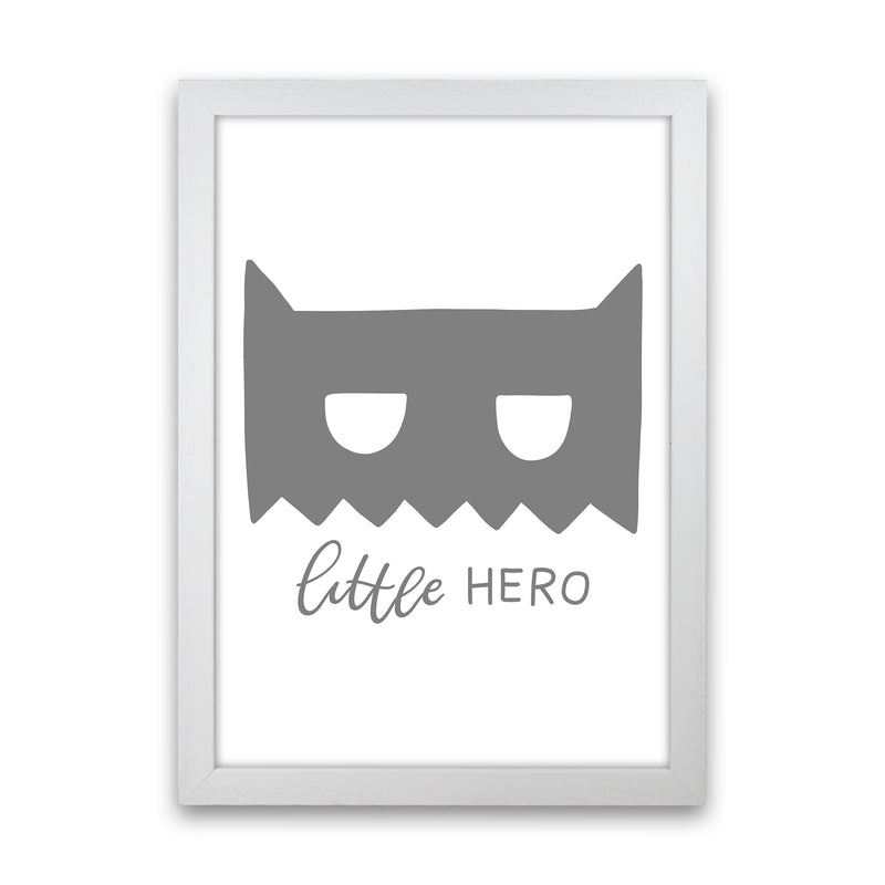 Little Hero Mask Super Scandi Grey  Art Print by Pixy Paper White Grain