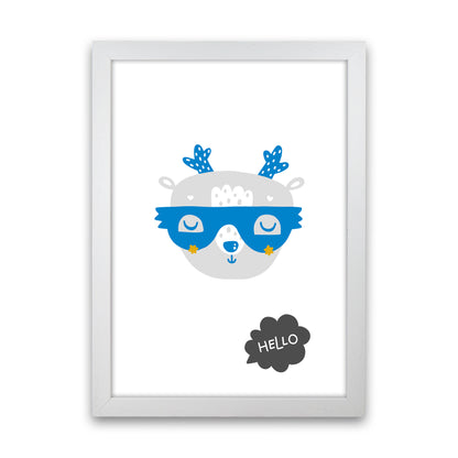 Hello Animal Blue Super Scandi  Art Print by Pixy Paper White Grain