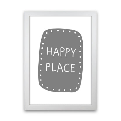 Happy Place Super Scandi Grey  Art Print by Pixy Paper White Grain