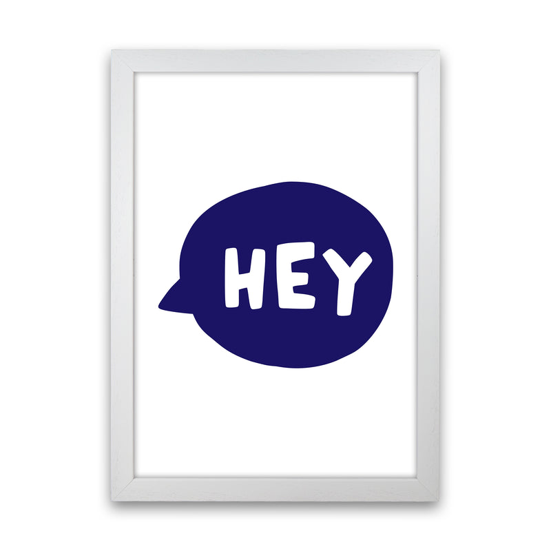 Hey Bubble Navy Super Scandi  Art Print by Pixy Paper White Grain