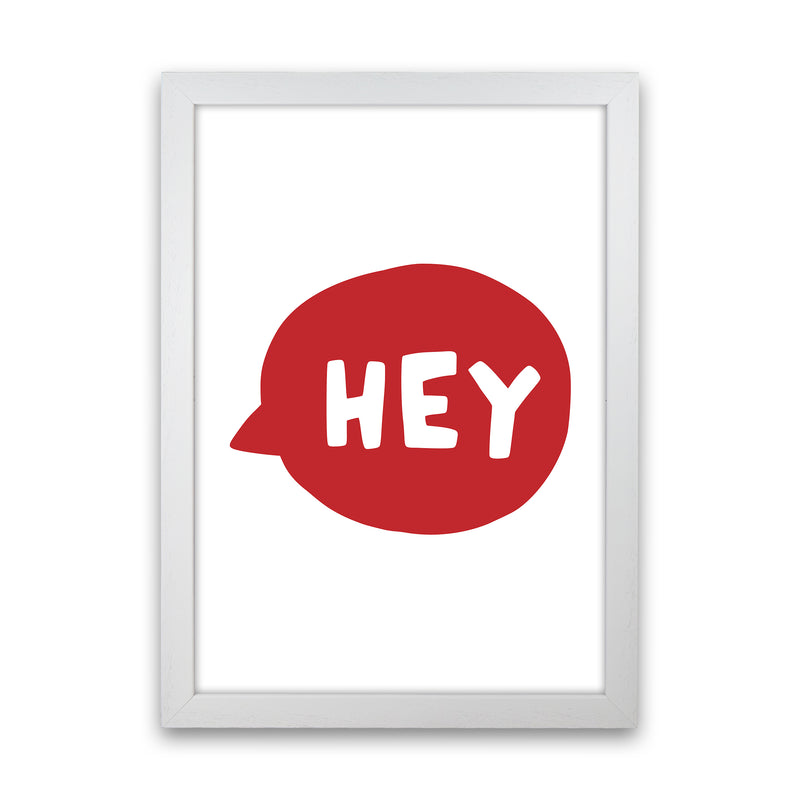 Hey Bubble Red Super Scandi  Art Print by Pixy Paper White Grain