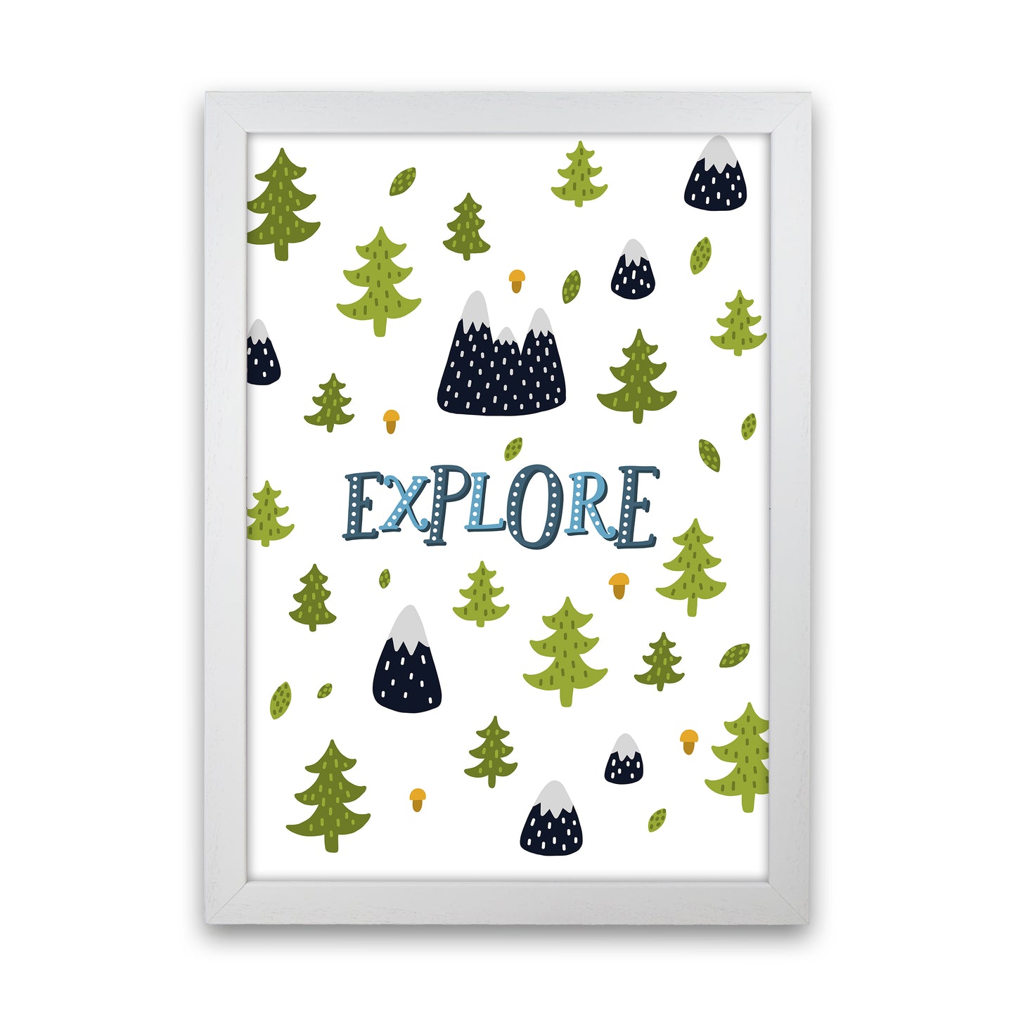 Little Explorer Trees Blue  Art Print by Pixy Paper White Grain