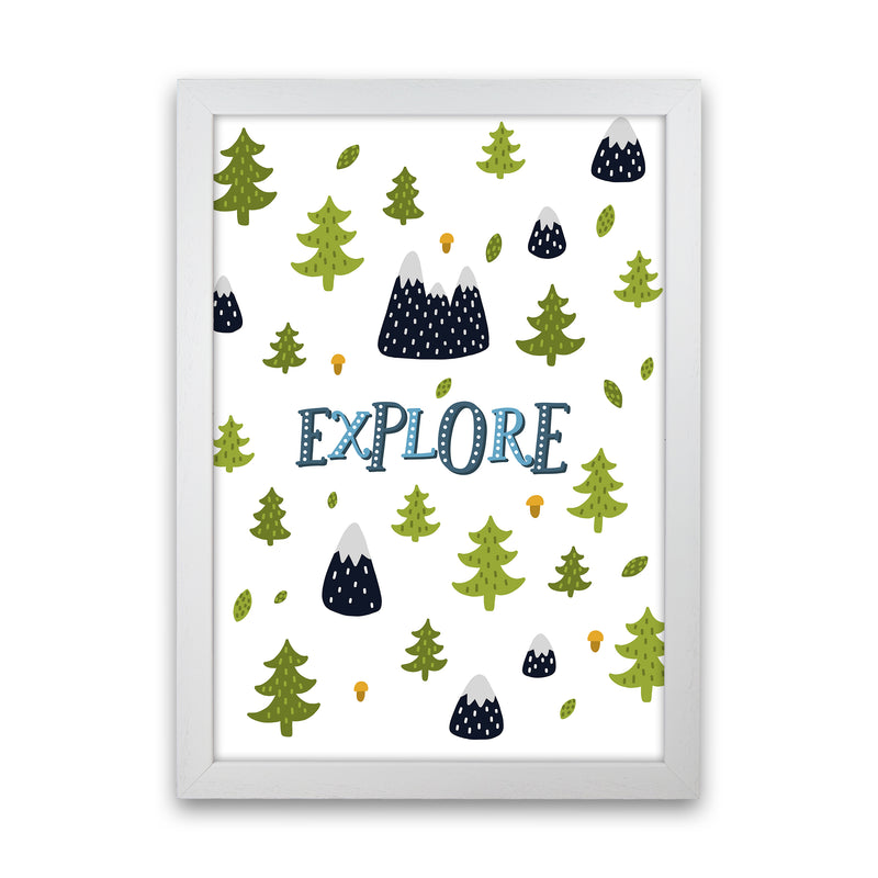 Little Explorer Trees Blue  Art Print by Pixy Paper White Grain