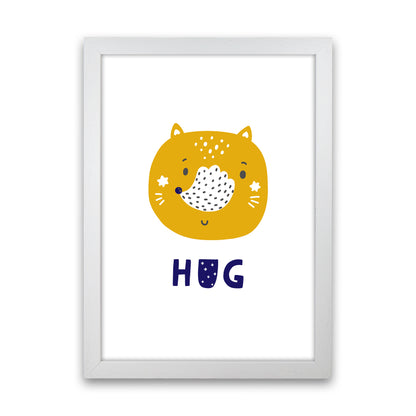 Fox Hug Navy Super Scandi  Art Print by Pixy Paper White Grain