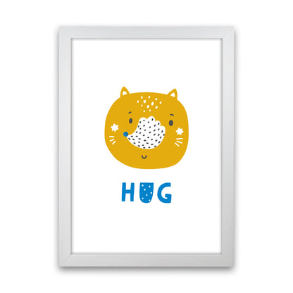 Fox Hug Blue Super Scandi  Art Print by Pixy Paper White Grain