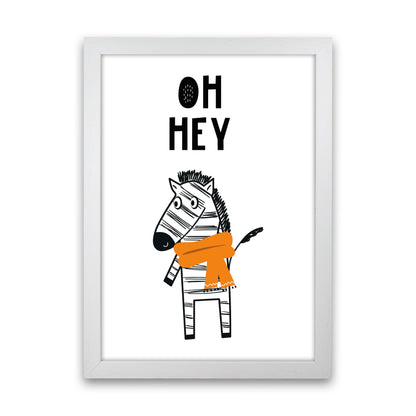 Oh Hey Zebra Animal Pop  Art Print by Pixy Paper White Grain
