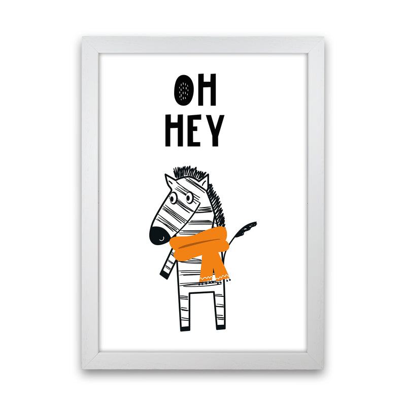 Oh Hey Zebra Animal Pop  Art Print by Pixy Paper White Grain