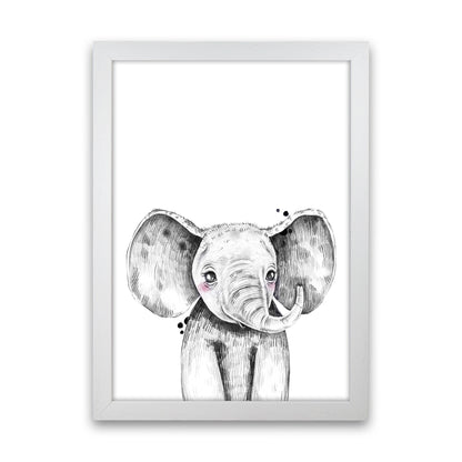Safari Babies Elephant  Art Print by Pixy Paper White Grain