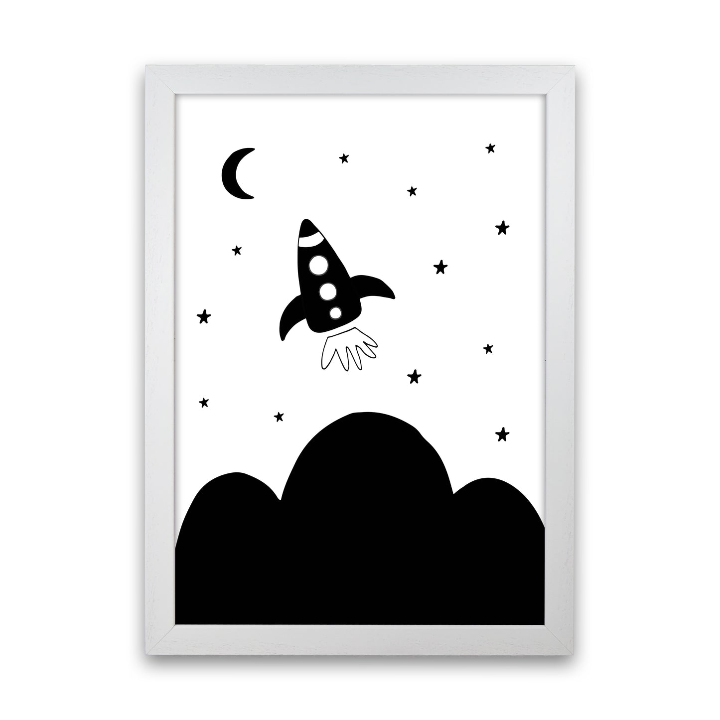 Spaceship Explorer  Art Print by Pixy Paper White Grain