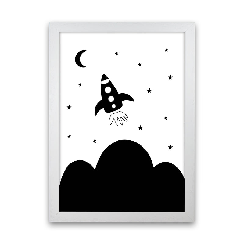 Spaceship Explorer  Art Print by Pixy Paper White Grain
