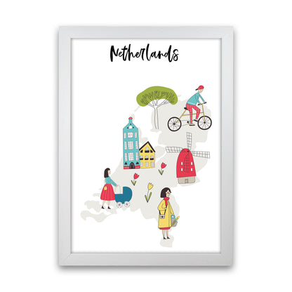 Netherlands Map  Art Print by Pixy Paper White Grain