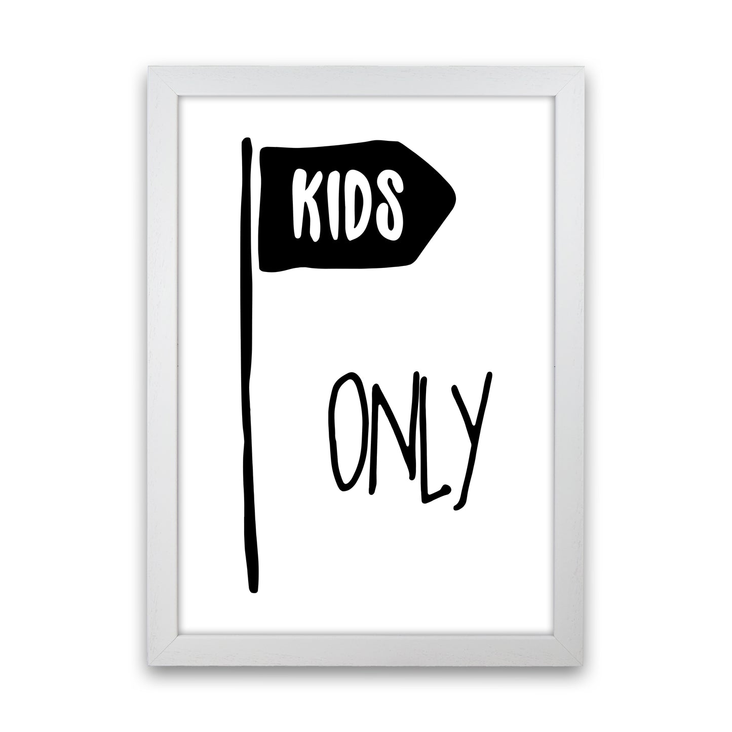 Kids Only Black  Art Print by Pixy Paper White Grain