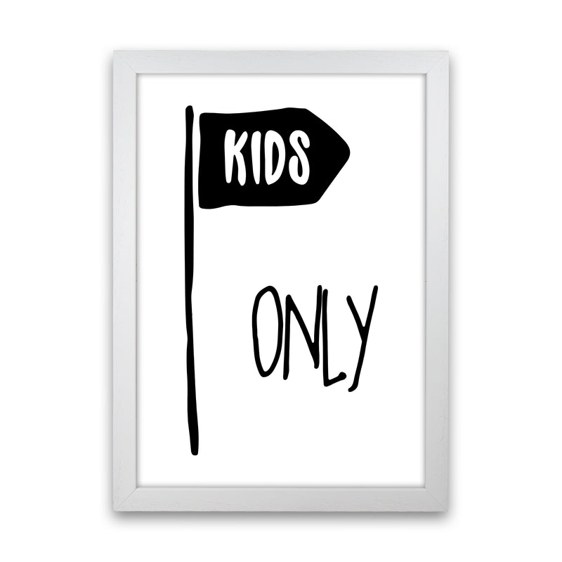 Kids Only Black  Art Print by Pixy Paper White Grain